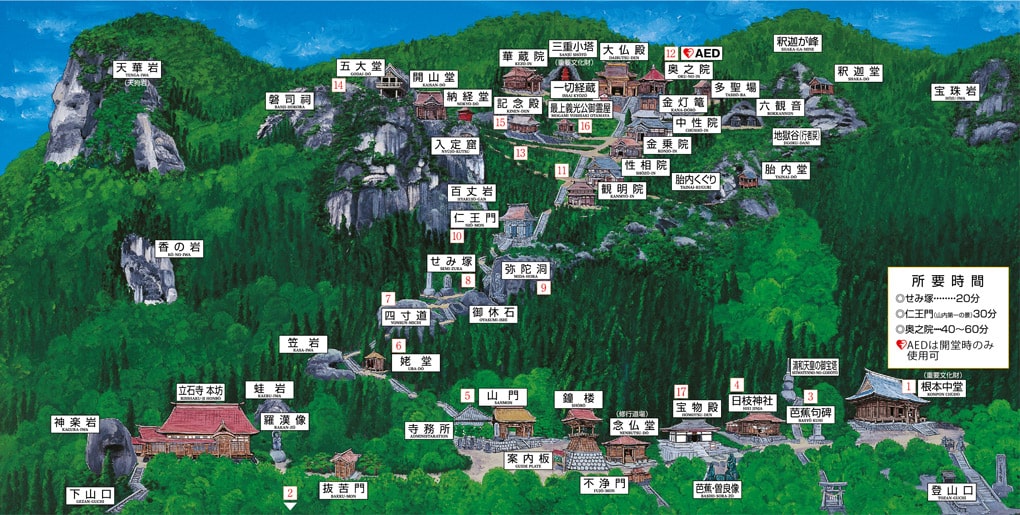 Map of Yamadera hike